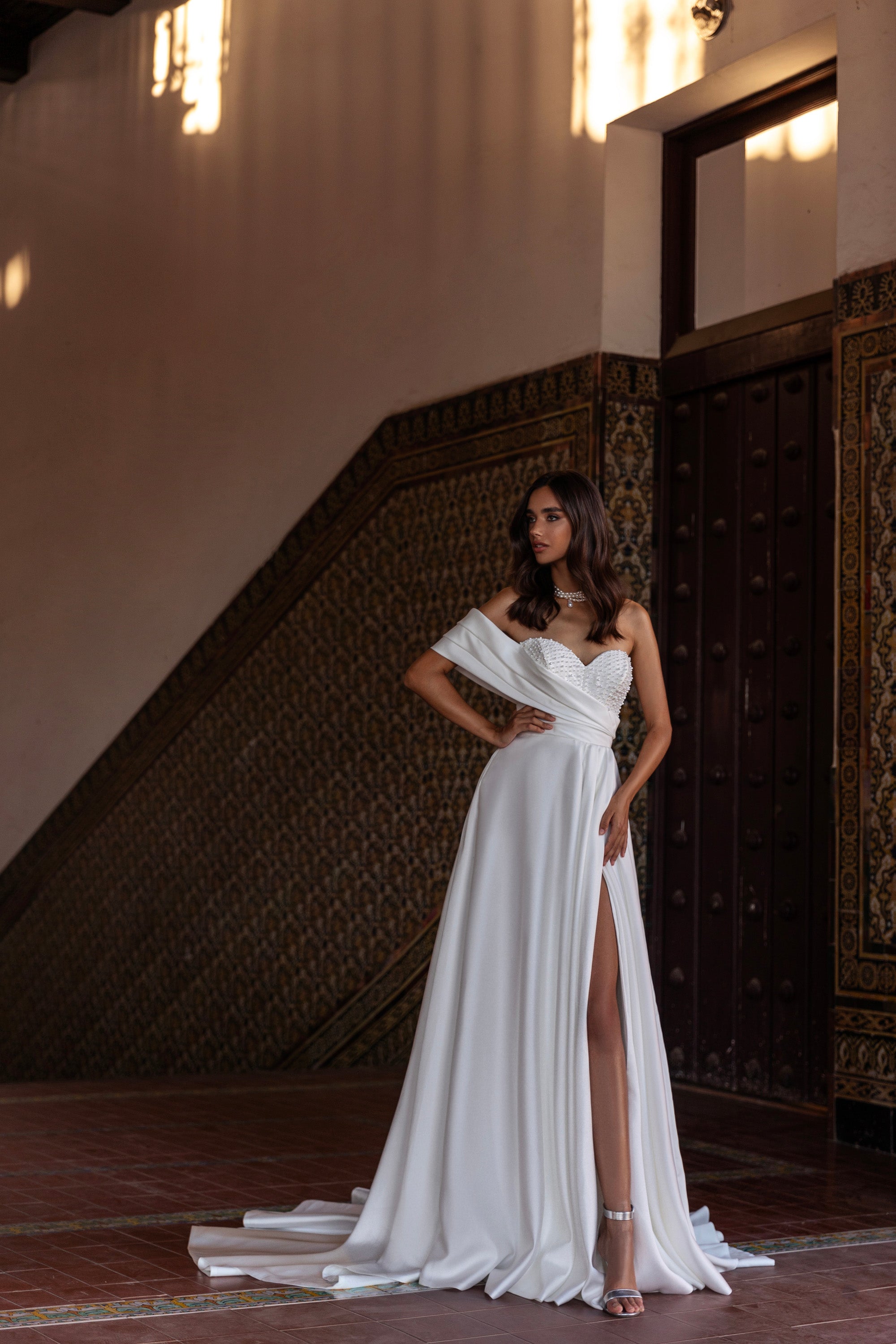A-Line Wedding Dress with Pearl Sweetheart Bodice