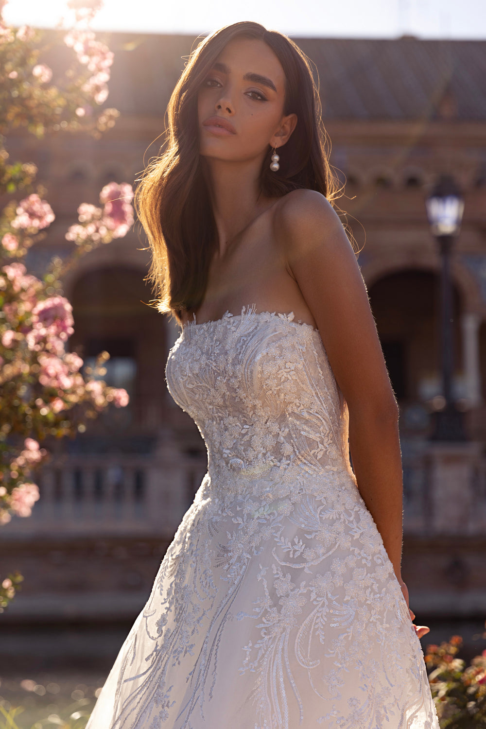 A-Line Wedding Dress with Off-the-Shoulder Tulle Cape