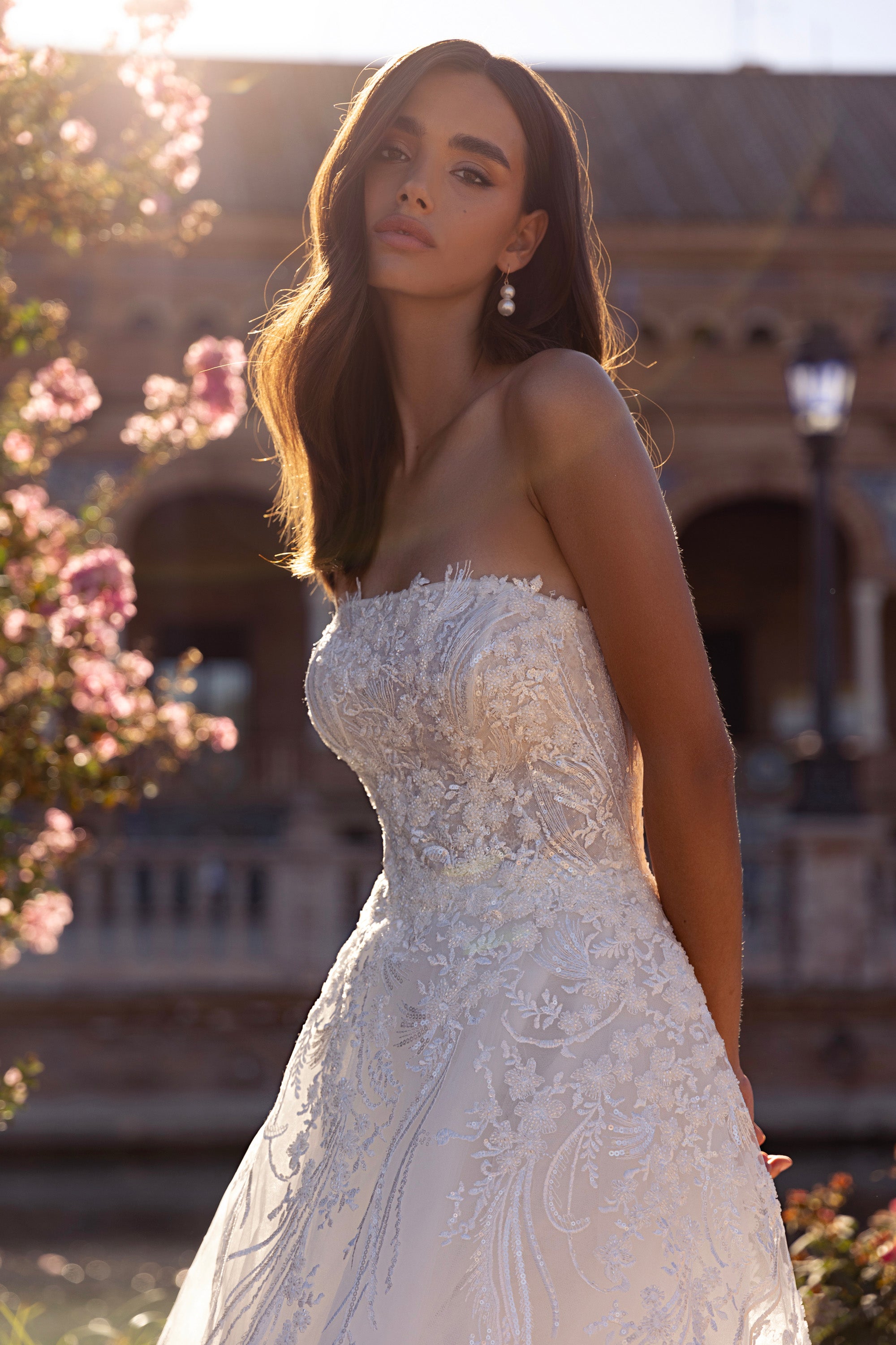 A-Line Wedding Dress with Off-the-Shoulder Tulle Cape