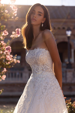 A-Line Wedding Dress with Off-the-Shoulder Tulle Cape