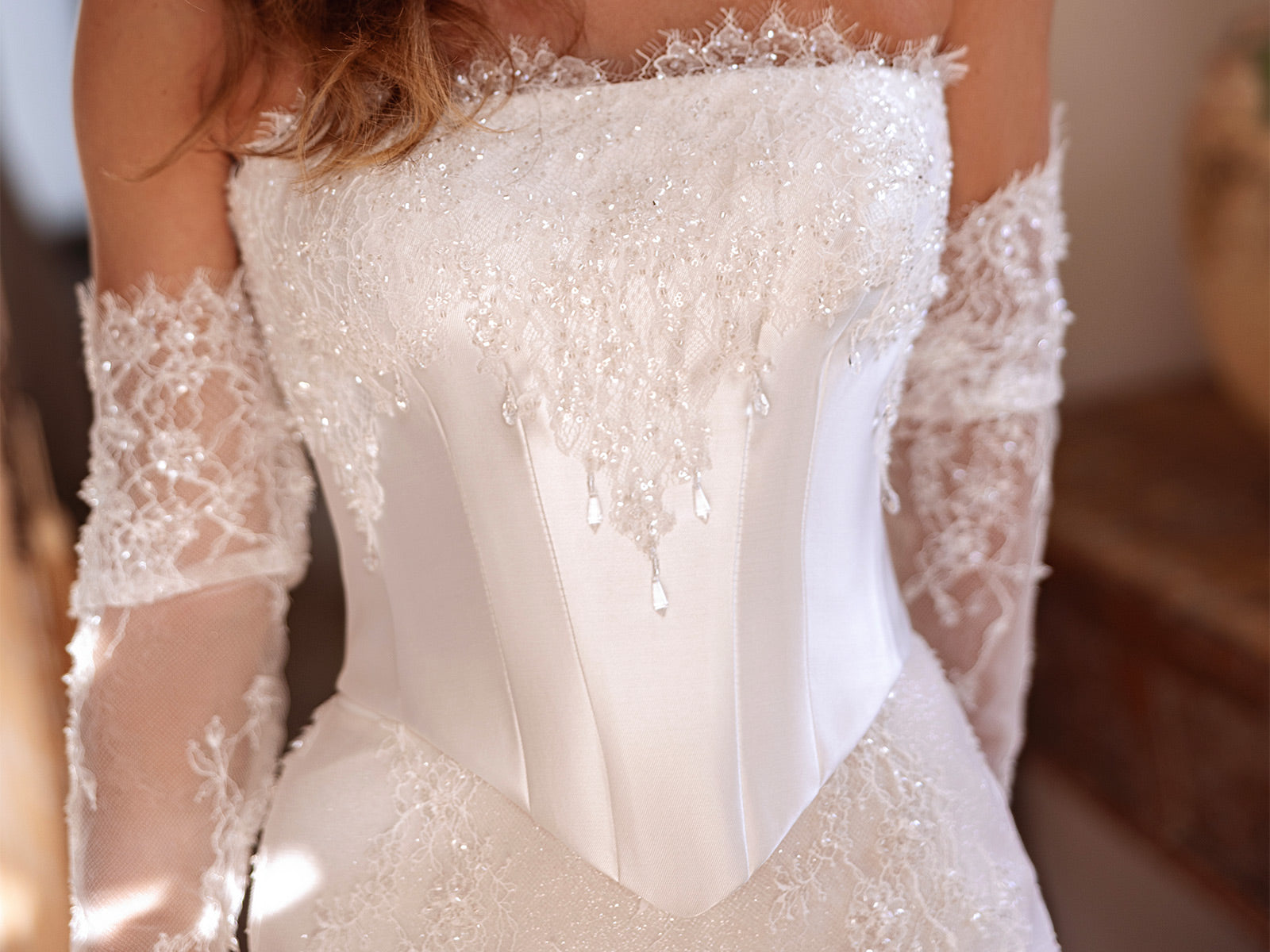 Bride wearing an elegant wedding dress