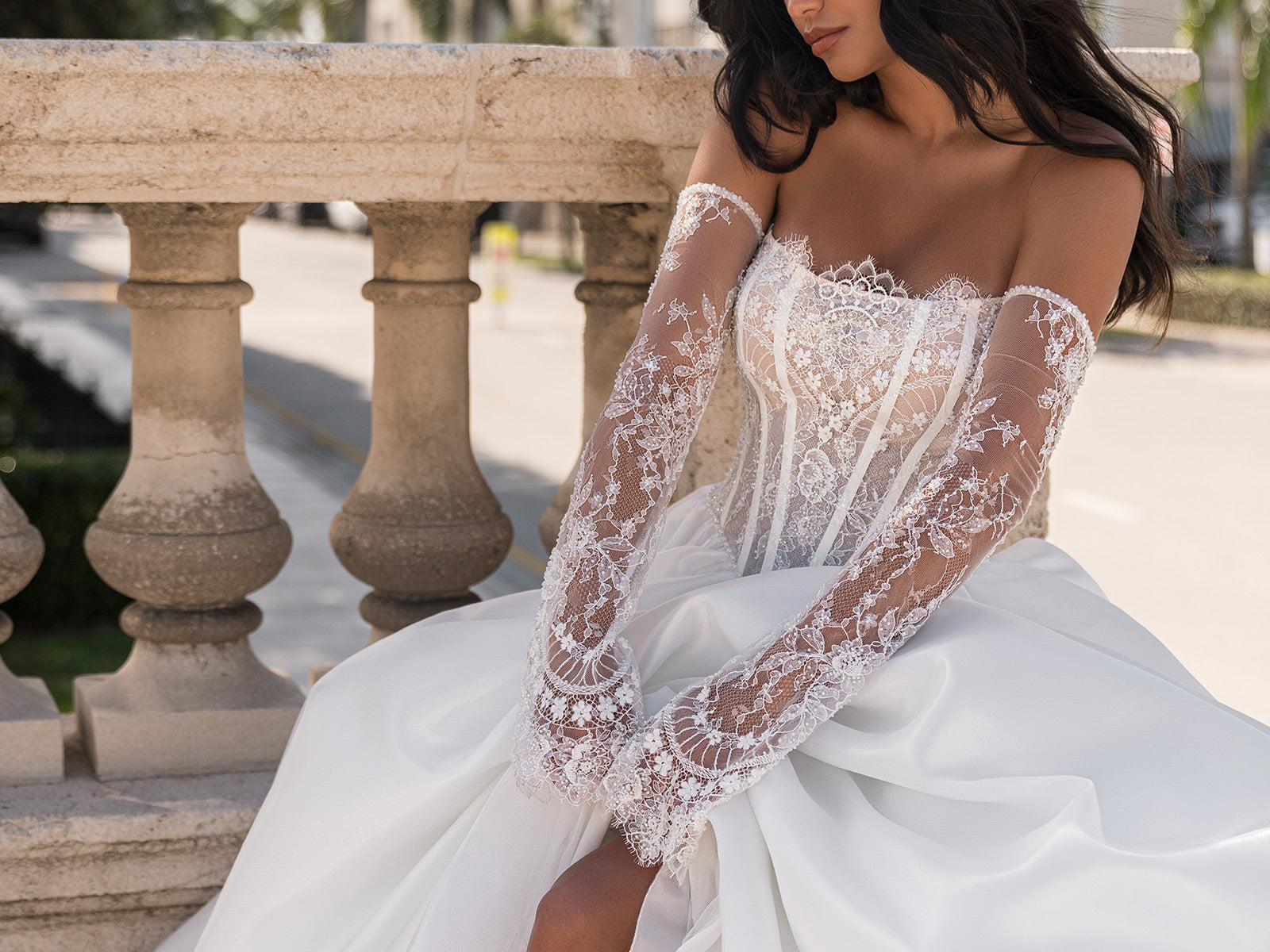 Bride wearing an elegant wedding dress