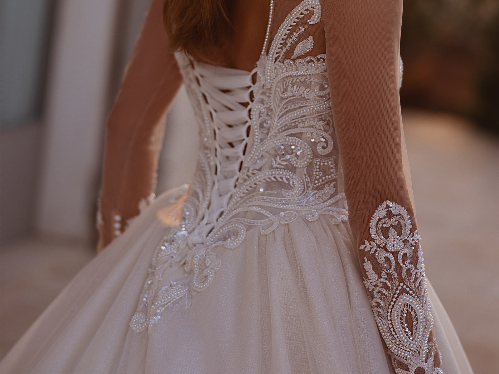Bride wearing an elegant wedding dress