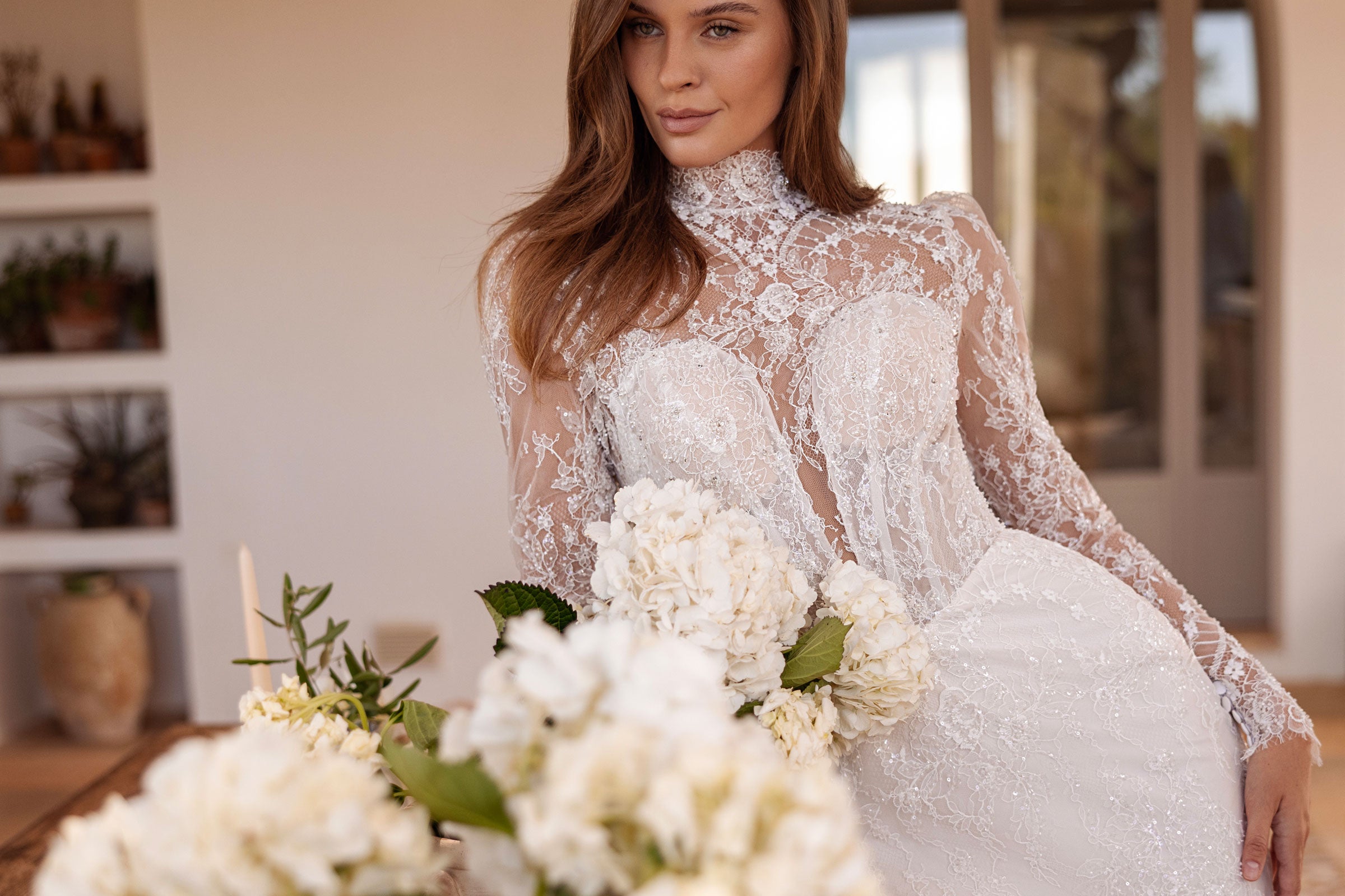 Bride wearing an elegant wedding dress