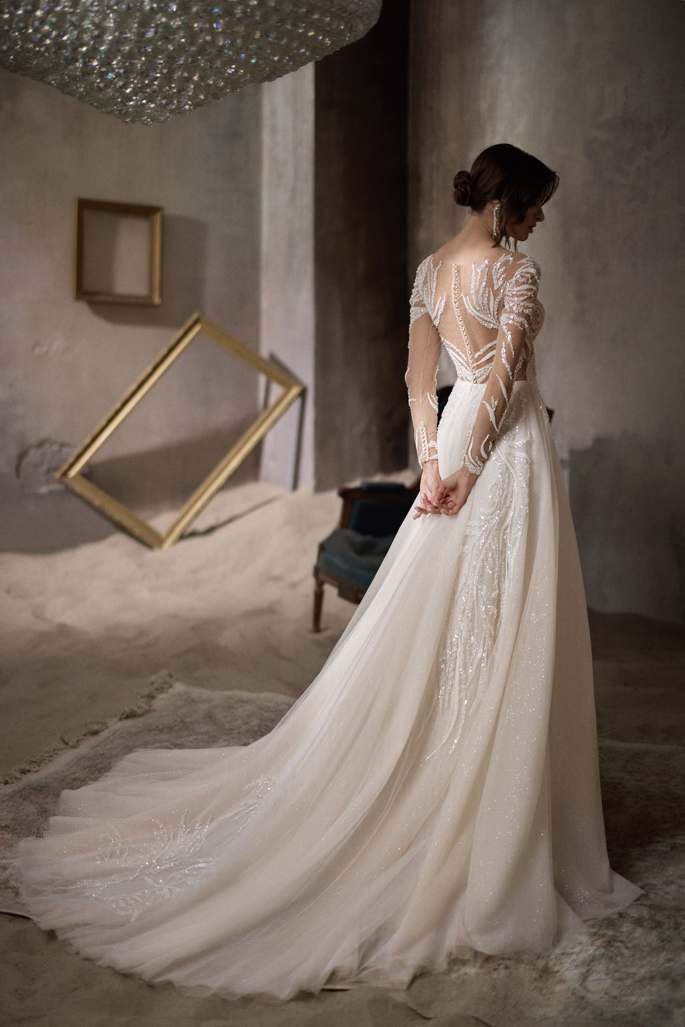 A-Line Wedding Dress with Beaded Illusion Bodice