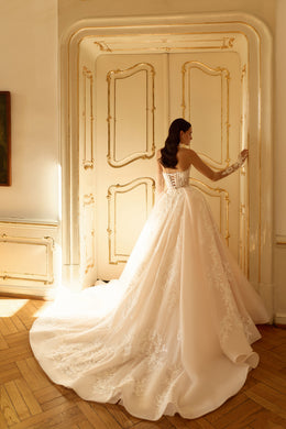 Luxury Ball Gown Wedding Dress with Detachable Lace Choker