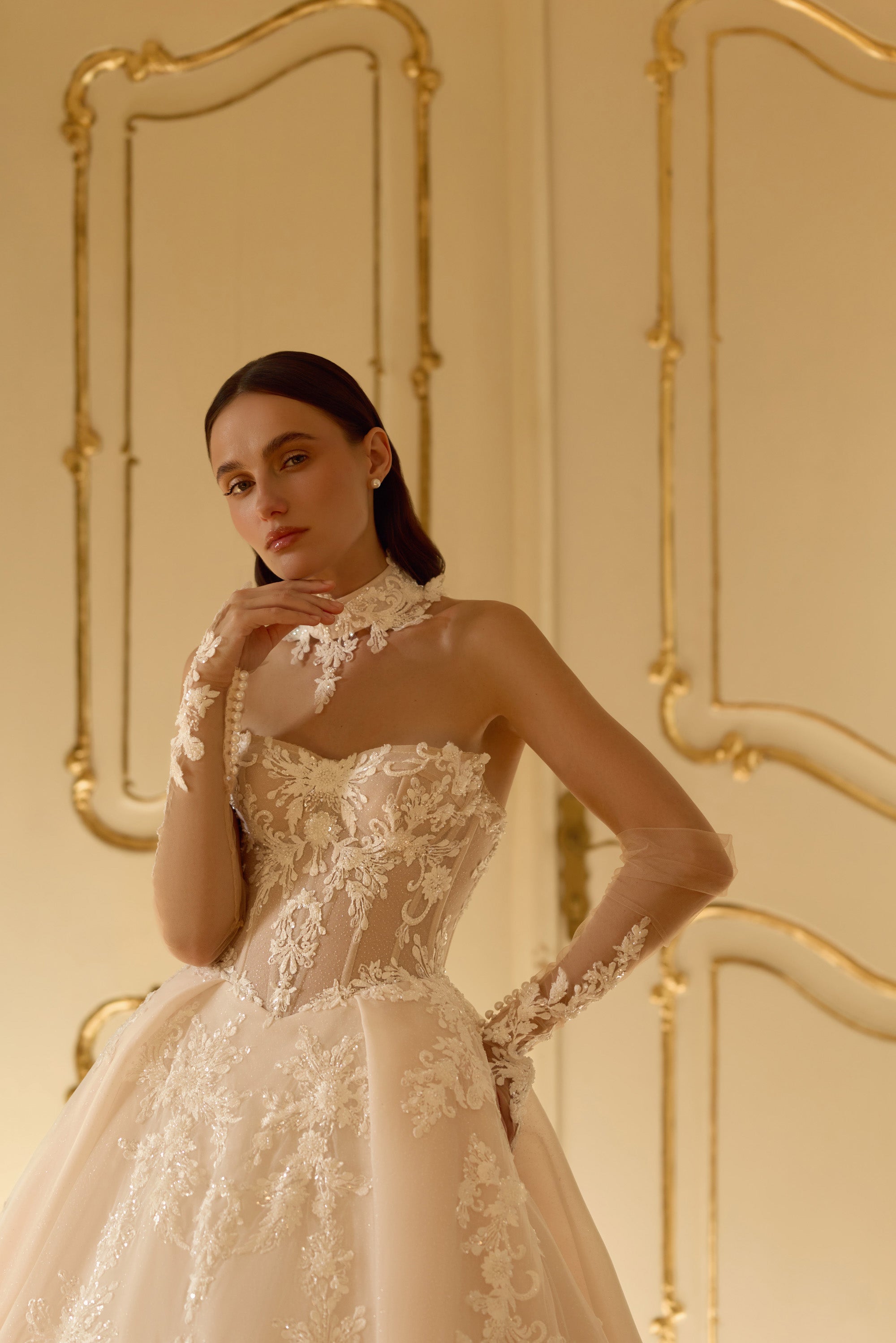 Luxury Ball Gown Wedding Dress with Detachable Lace Choker
