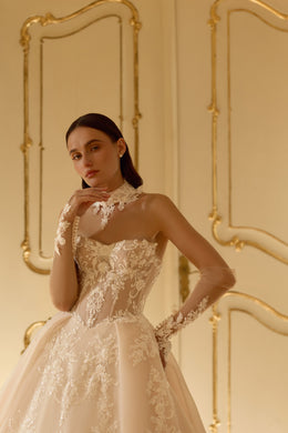Luxury Ball Gown Wedding Dress with Detachable Lace Choker