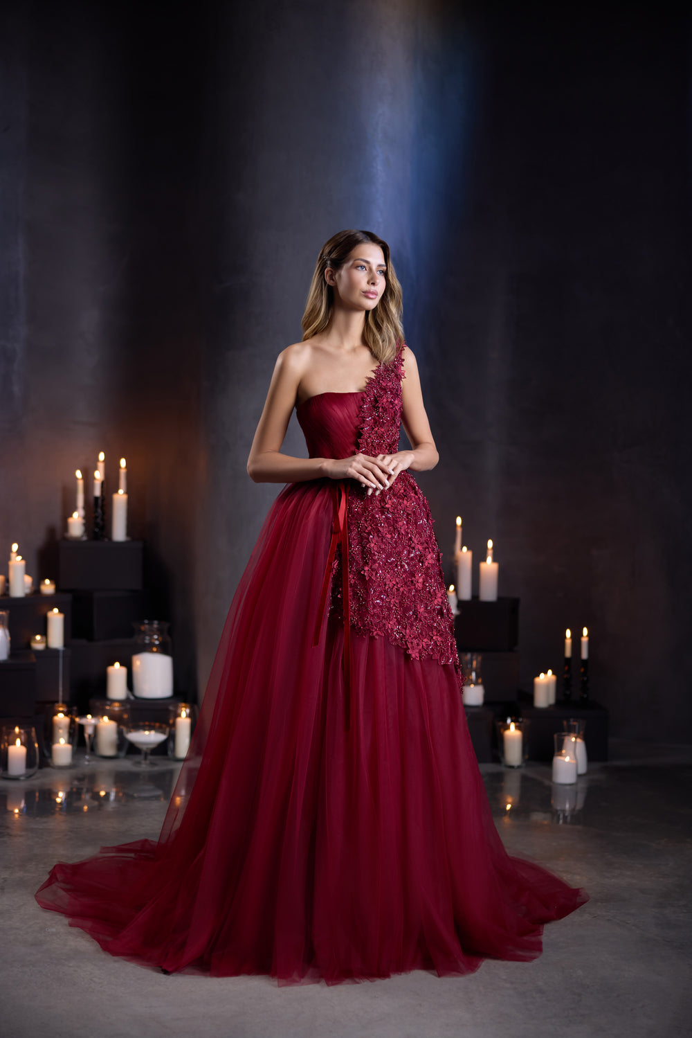 A-Line Evening Dress with Tulle Skirt