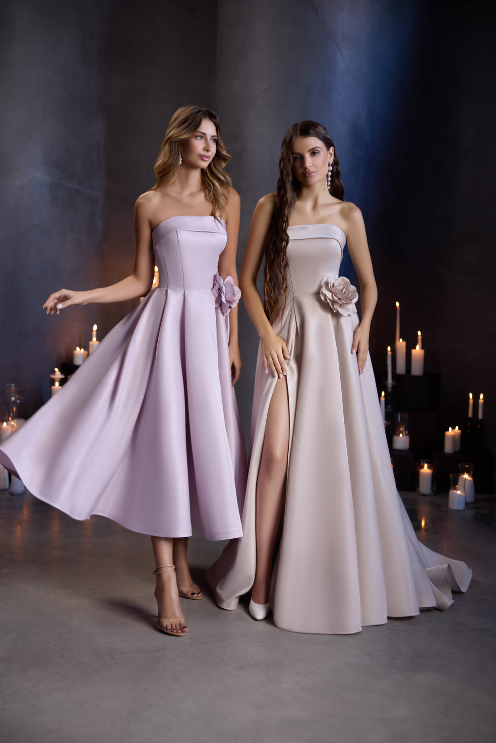 A-Line Evening Dress with Floral Applique