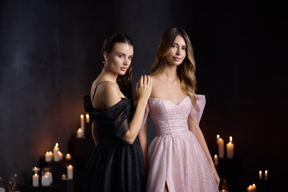 A-line Evening Dress with Puff Sleeves