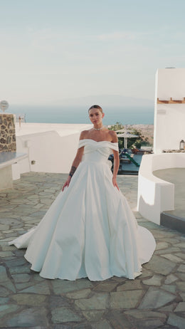 Mikado A-Line Wedding Dress with Off-The-Shoulder Neckline