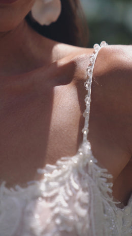 Sheath Wedding Dress with Lace Bodice and Spaghetti Straps