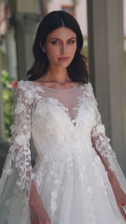 A-Line Wedding Dress with Floral Appliqués