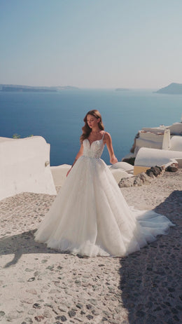 A-Line Wedding Dress with Beaded Lace Bodice