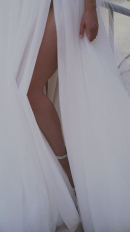 A-Line Wedding Dress with Illusion Lace Bodice and Slit