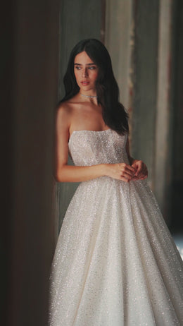 Glitter A-Line Bridal Dress with Additional Sleeves