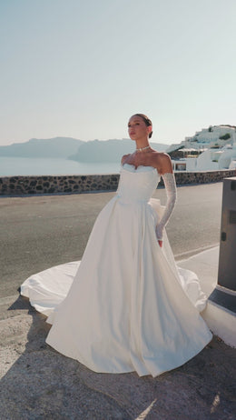 Ball Gown Wedding Dress with Detachable Lace Sleeves