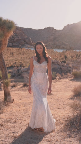 Sparkly Mermaid Wedding Dress with Beaded Sweetheart Bodice