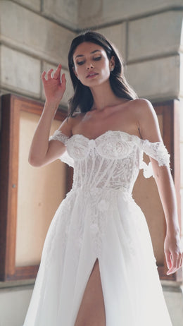 A-Line Wedding Dress with Sweetheart Neckline and Slit
