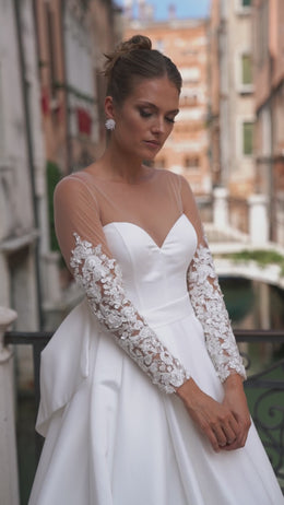 Ball Gown Wedding Dress with Illusion Lace Sleeves