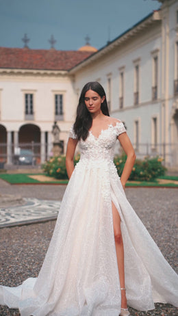 Slit A-Line Wedding Dress with Court Train