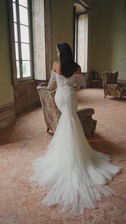 Mermaid Wedding Dress with Floral Lace Appliqués
