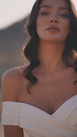A-Line Wedding Dress with Off-the-Shoulder Bodice and High Slit