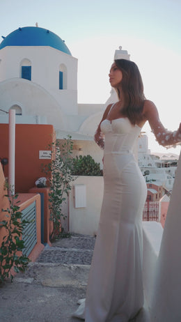 Sheath Wedding Dress with Detachable Lace Sleeves