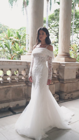 Mermaid Wedding Dress with Detachable Off-Shoulder Bolero