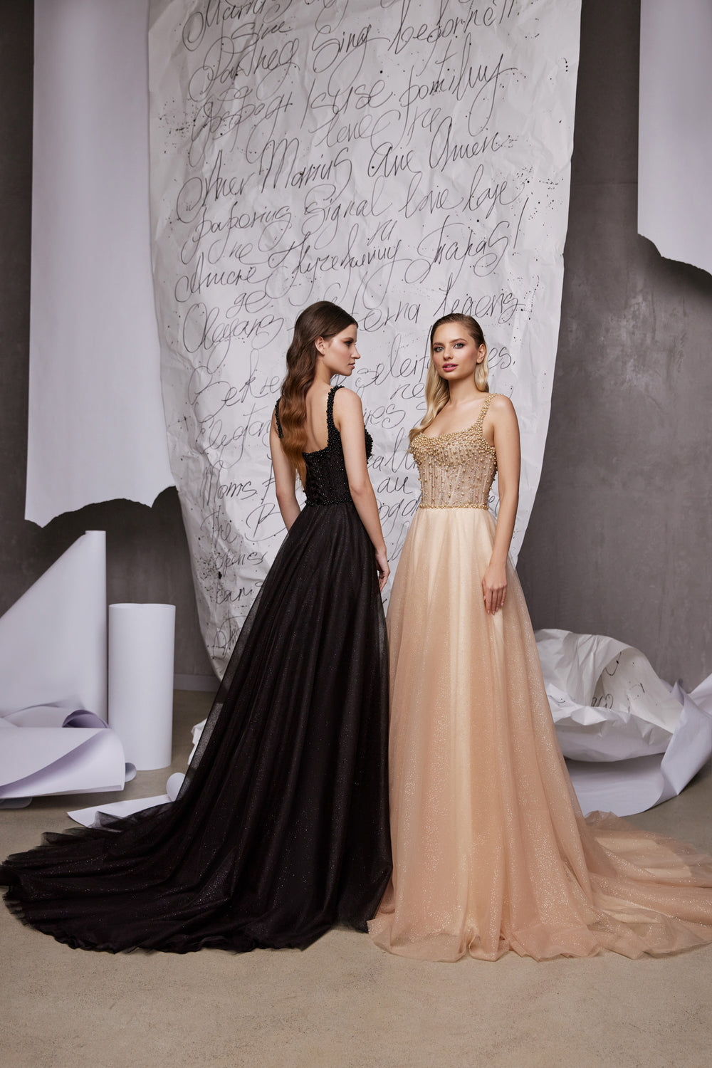 Women's Glitter Fabric Prom Dress with Beaded Accents