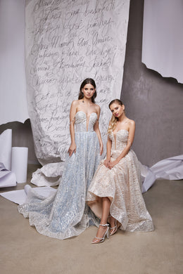 Women's Special Occasion Dress - Deep V-Neck, Lacing Back, Sequins - Elegant and Stylish