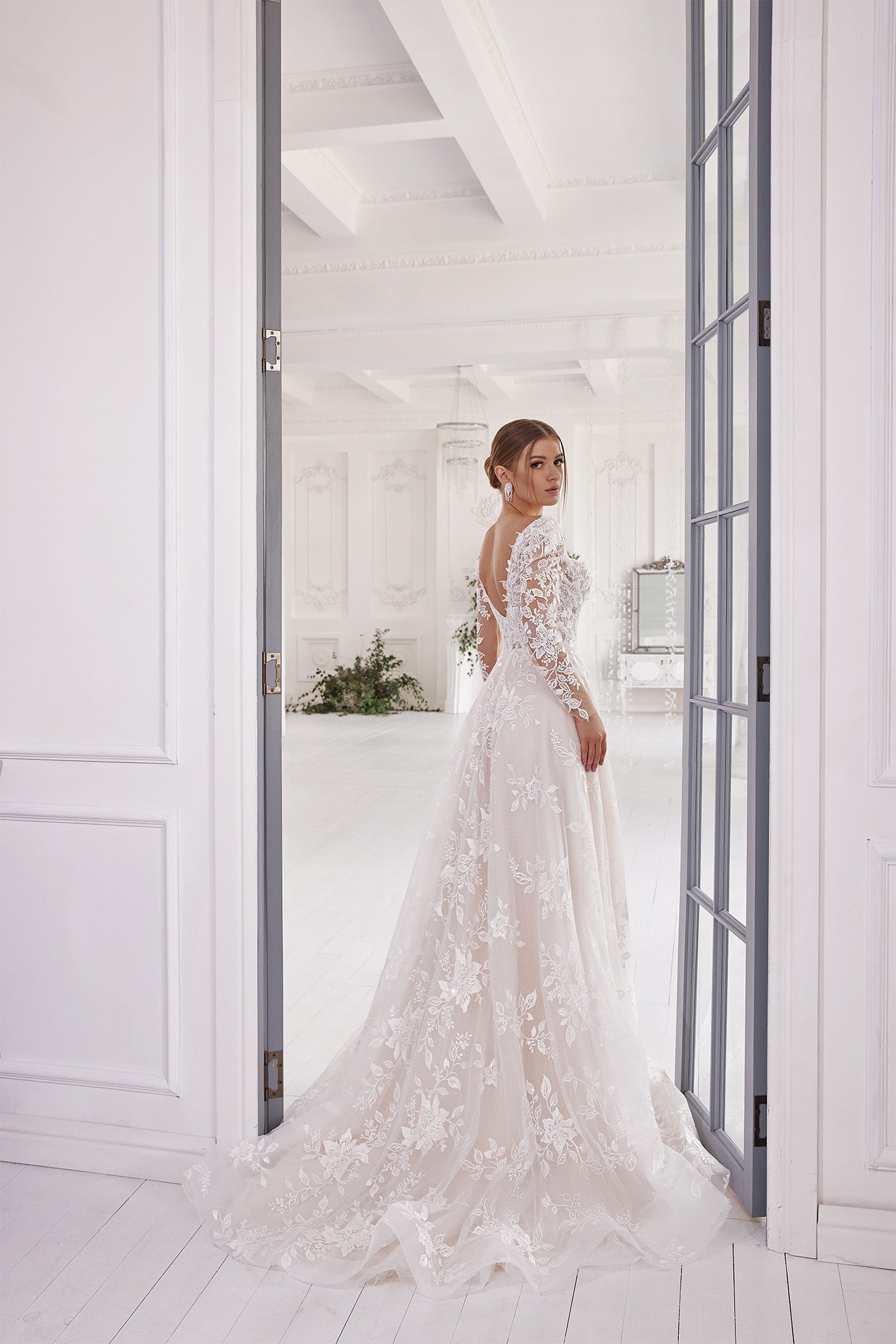 A-Line Wedding Dress with Floral Lace Appliqués