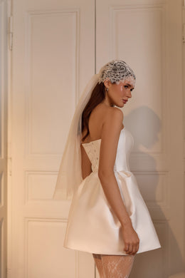 Mini Satin Wedding Dress with Sweetheart Neckline