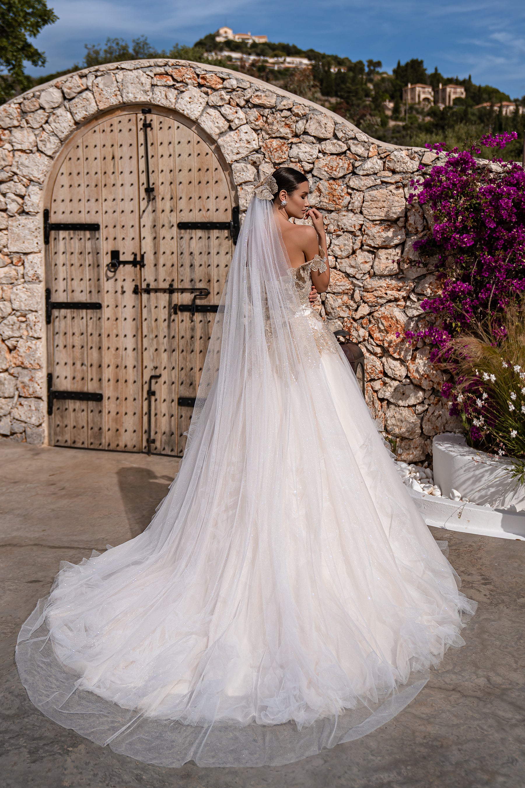 Ball Gown Wedding Dress with Gold Floral Appliqués