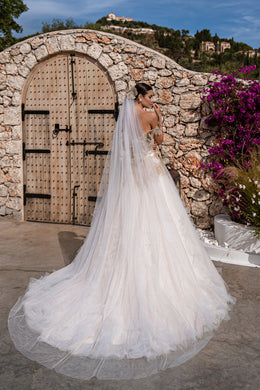 Ball Gown Wedding Dress with Gold Floral Appliqués