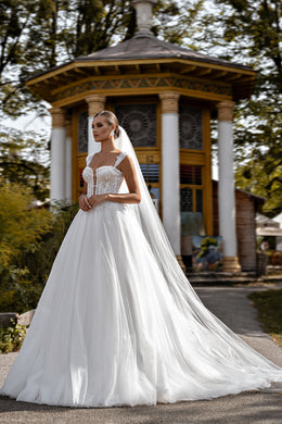 Women's Rosette Veil Bundle with Guipure Embroidery and Beads, Sequins, and Pearls - 2.6x3.0m