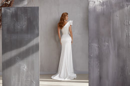 Satin A-Line Wedding Dress with One-Shoulder Ruffle