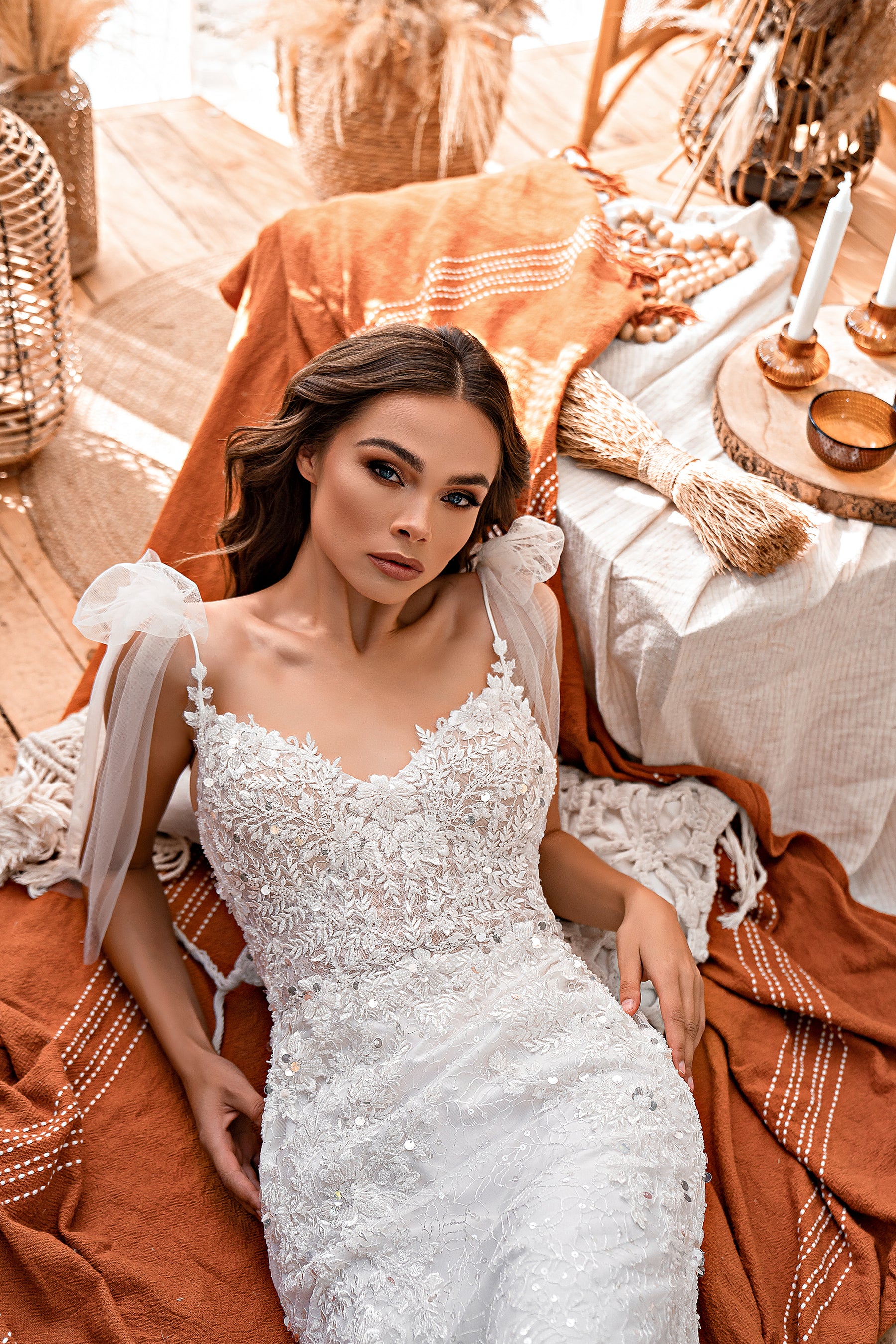 Luxurious Guipure "Mermaid" Wedding Dress with Detachable Skirt and Train
