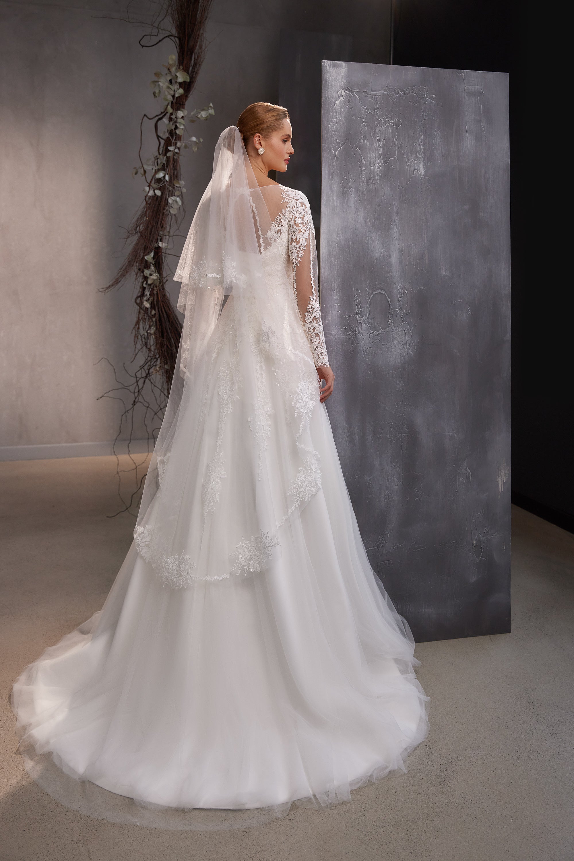 A-Line Wedding Dress with Detachable Lace Bolero