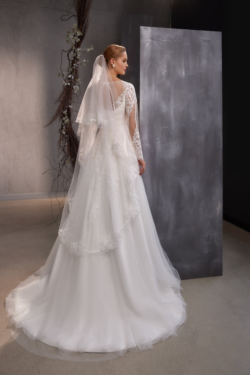 A-Line Wedding Dress with Detachable Lace Bolero