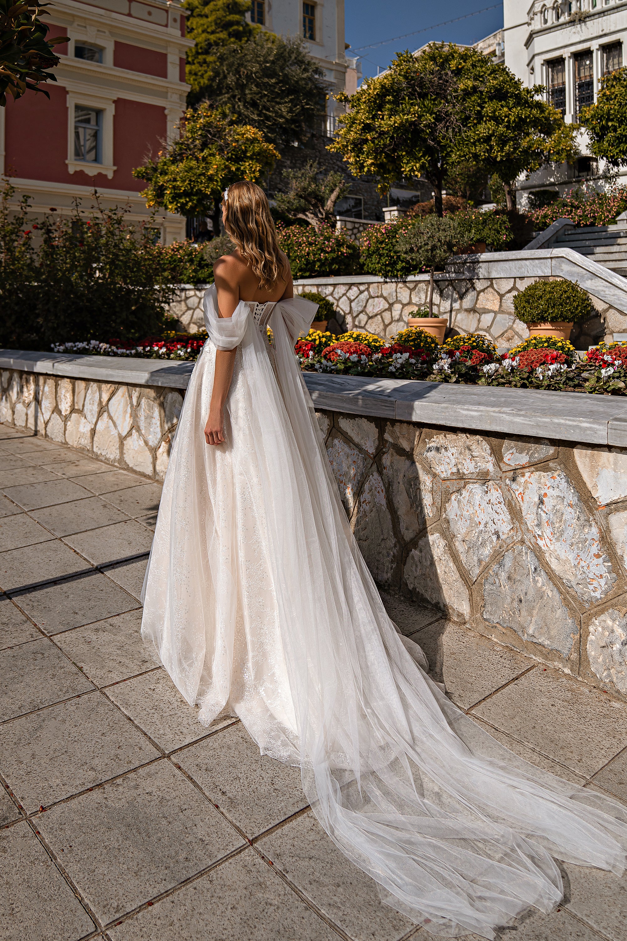 Romantic A-Line Wedding Dress with Detachable Straps, 3D Floral Appliqués and Beads, Pearls and Sequins