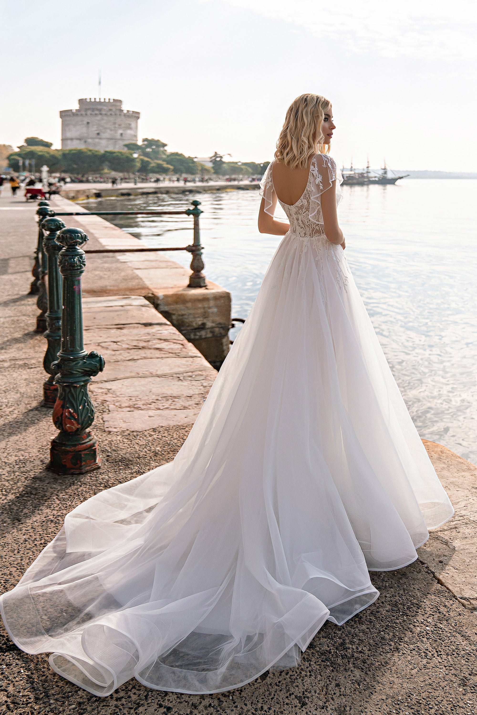 A-Line Wedding Dress with Beaded Lace Bodice