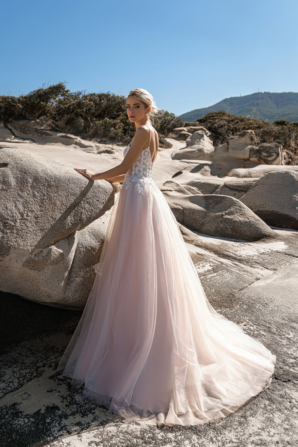 Elegant Tulle Wedding Dress with Spaghetti Straps and Court Train