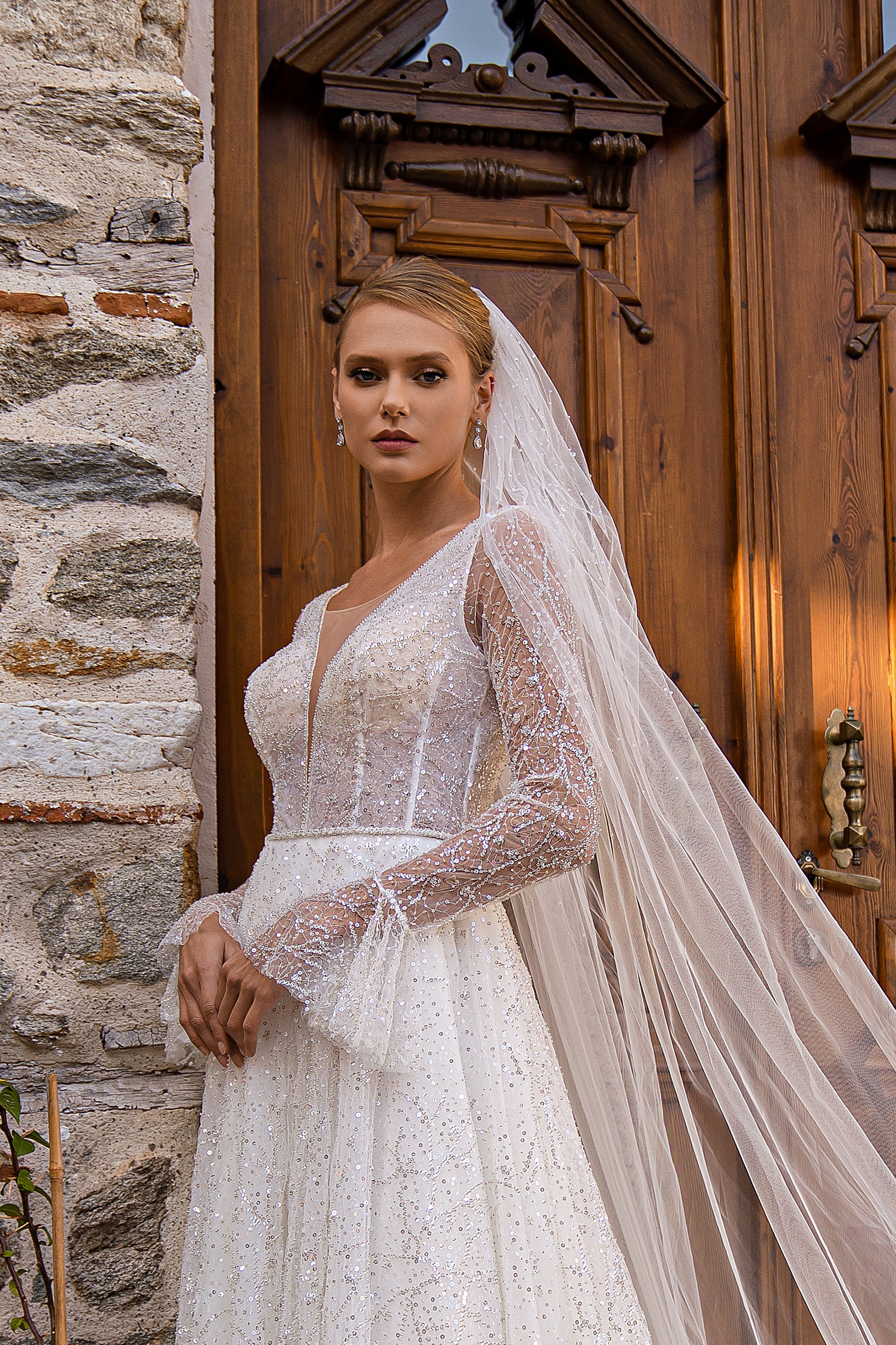 Hand-Embroidered Beaded & Sequined Tulle Veil - 3m x 1.5m
