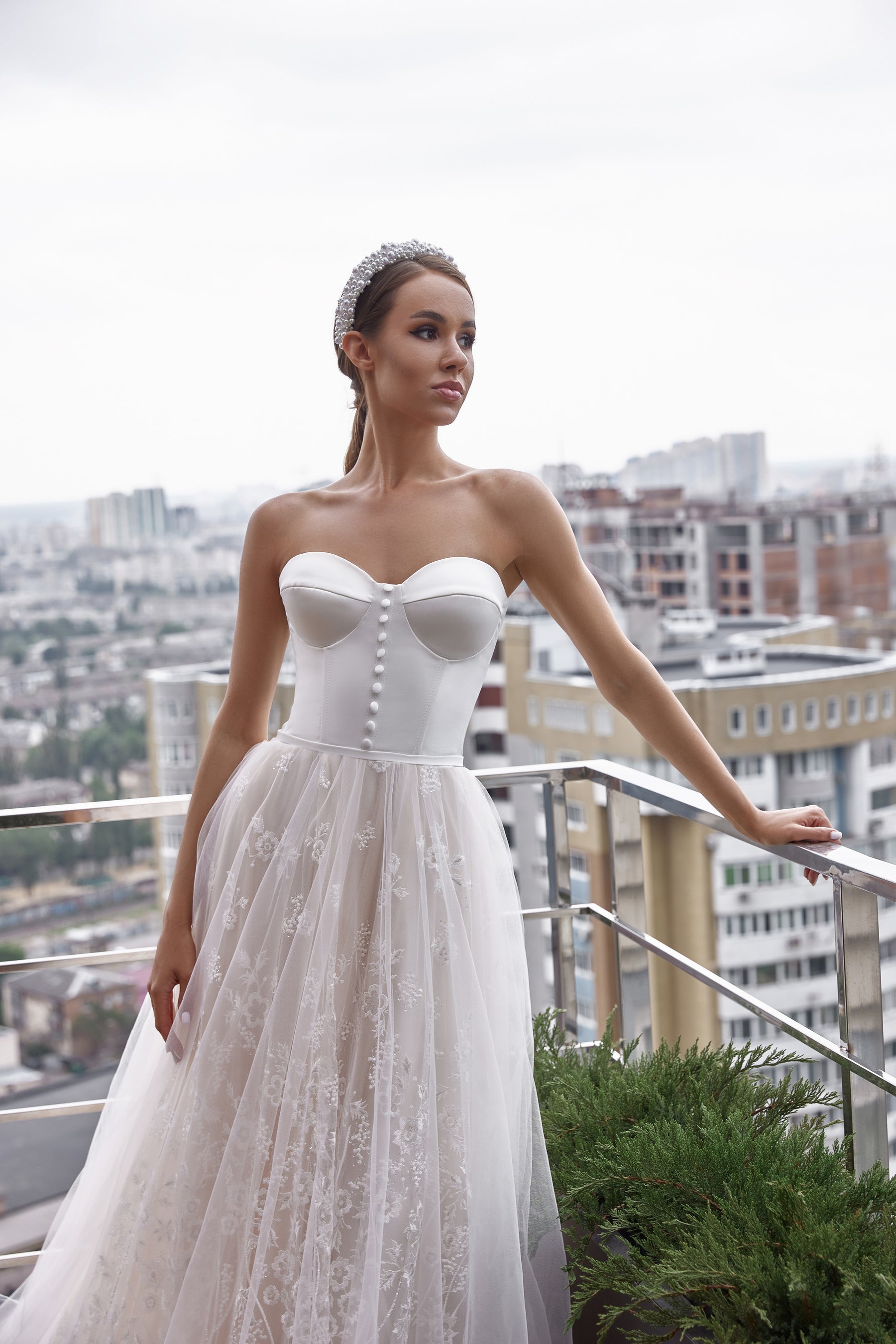 Romantic A-Line Wedding Dress With Sweetheart Neckline, Long Puff Sleeves, Tulle Overlay With Lace Appliqués, Embroidered Bodice