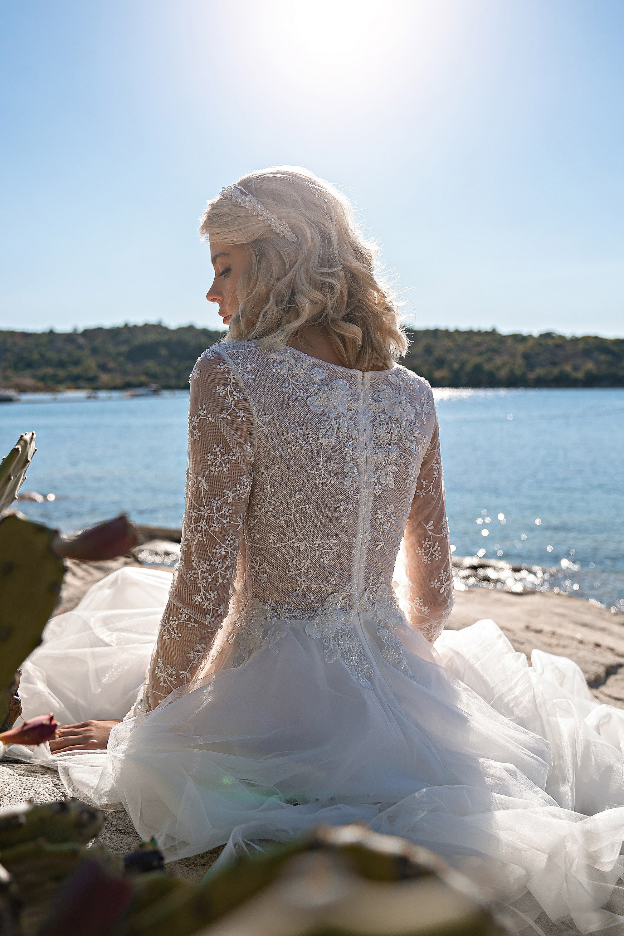 A-Line Wedding Dress with V-Neck Lace Bodice