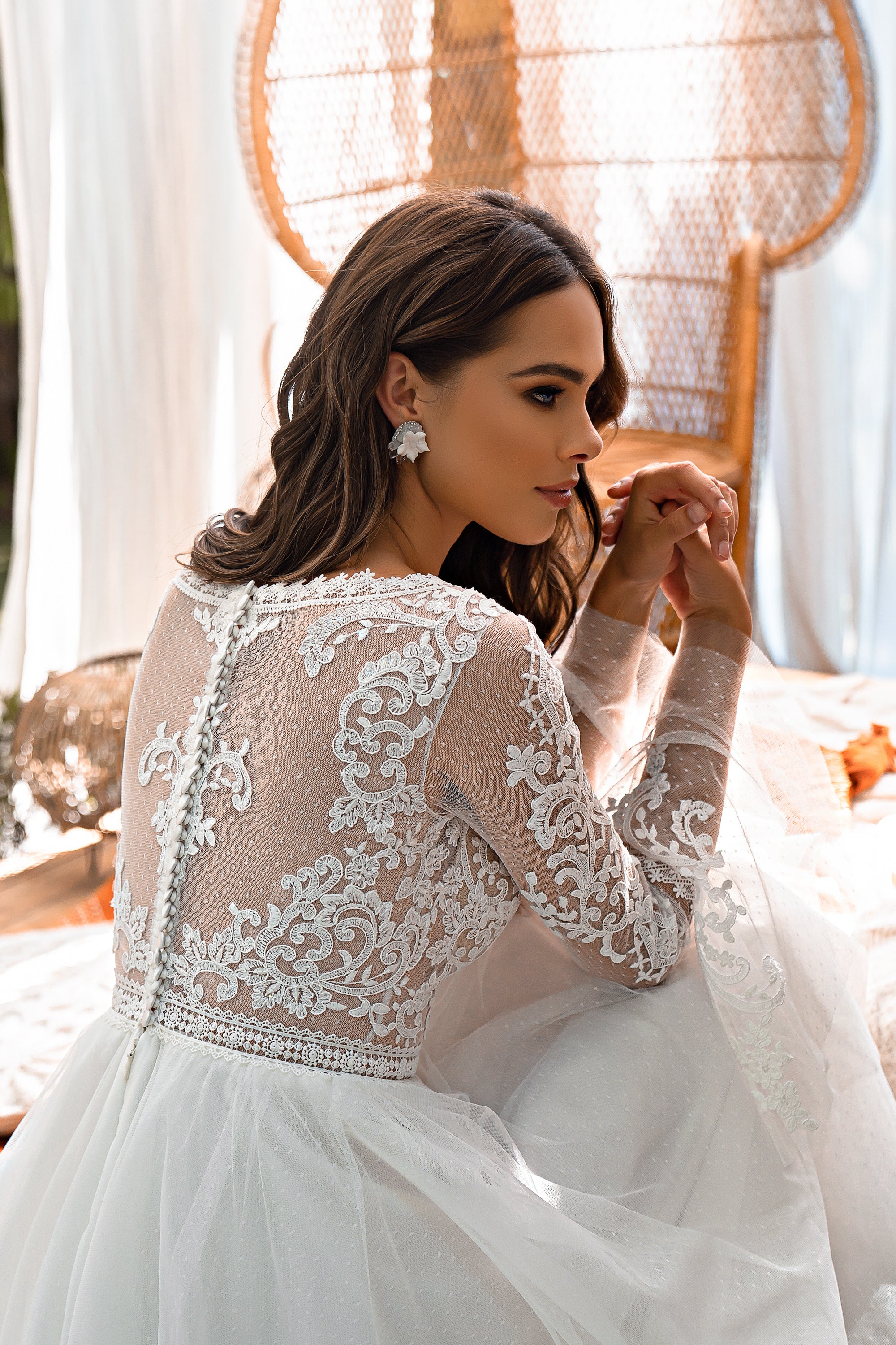 A-Line Wedding Dress with Polka Dot Tulle
