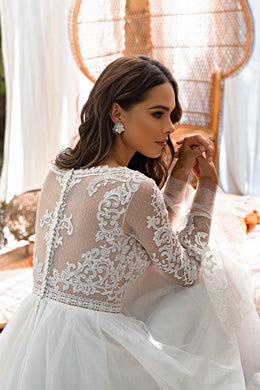 A-Line Wedding Dress with Polka Dot Tulle