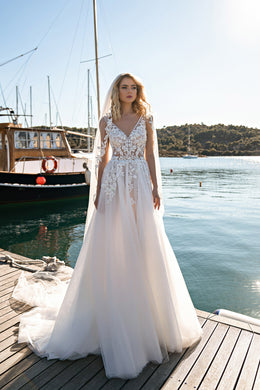 A-Line Wedding Dress with Floral Lace Bodice